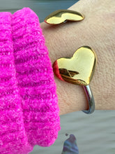Afbeelding in Gallery-weergave laden, Armband open hartjes goud kleur met zilver kleur
