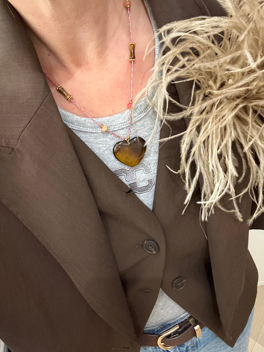 Ketting bruin hart color