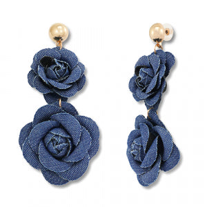 Denim-look oorbellen flower.