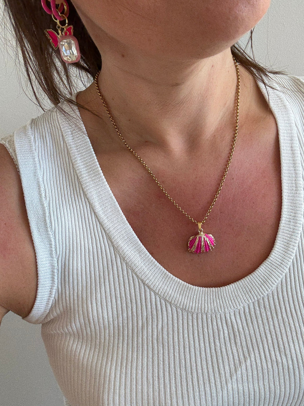 Ketting roze schelp
