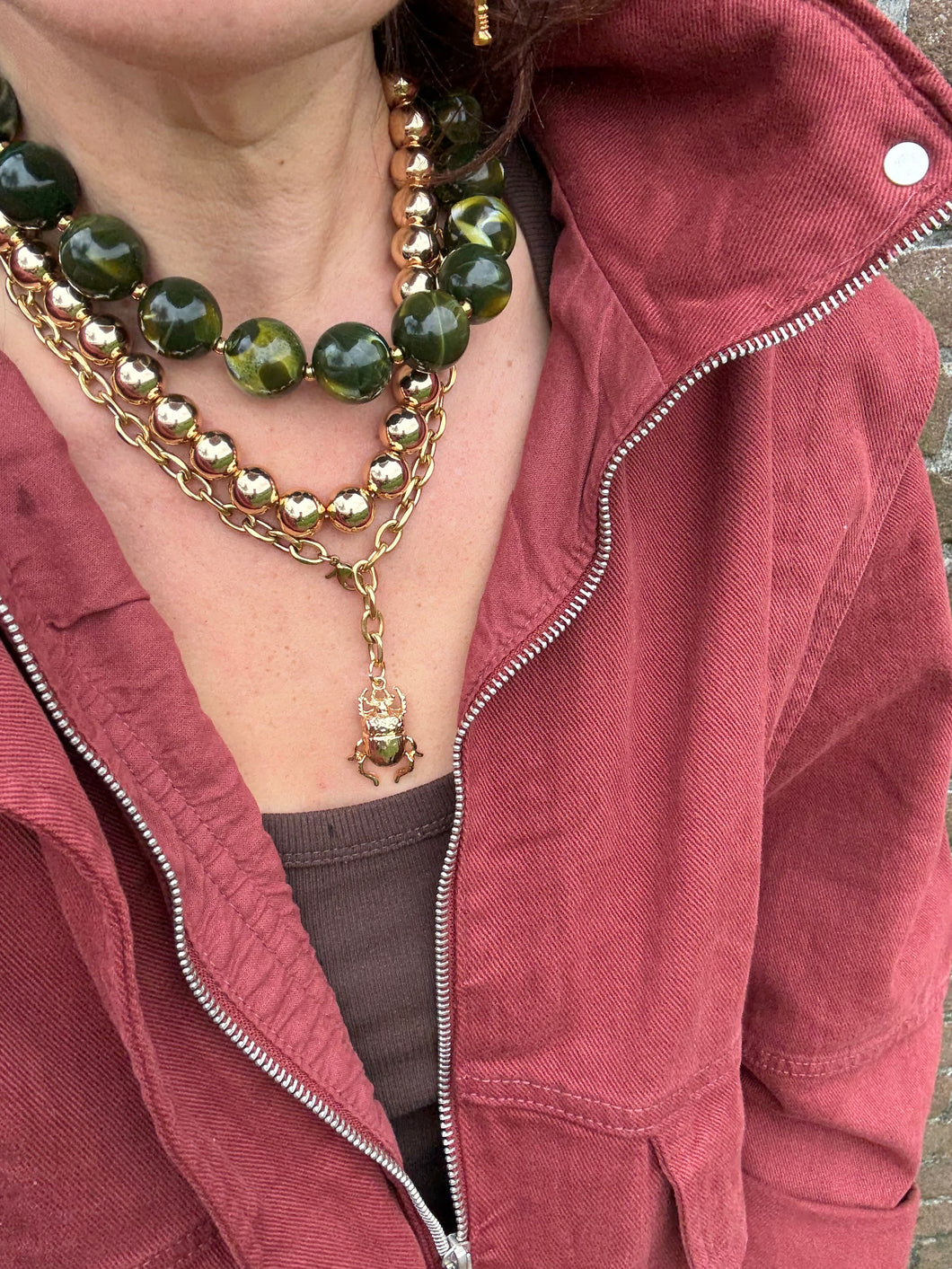 Kauwgomballen ketting groen goud