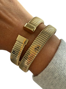 Ribbel armband open plat S