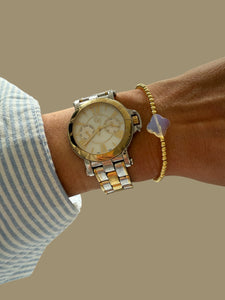 Armband 3mm facet klavertje wit