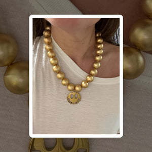 Smiley ketting matte bollen big!