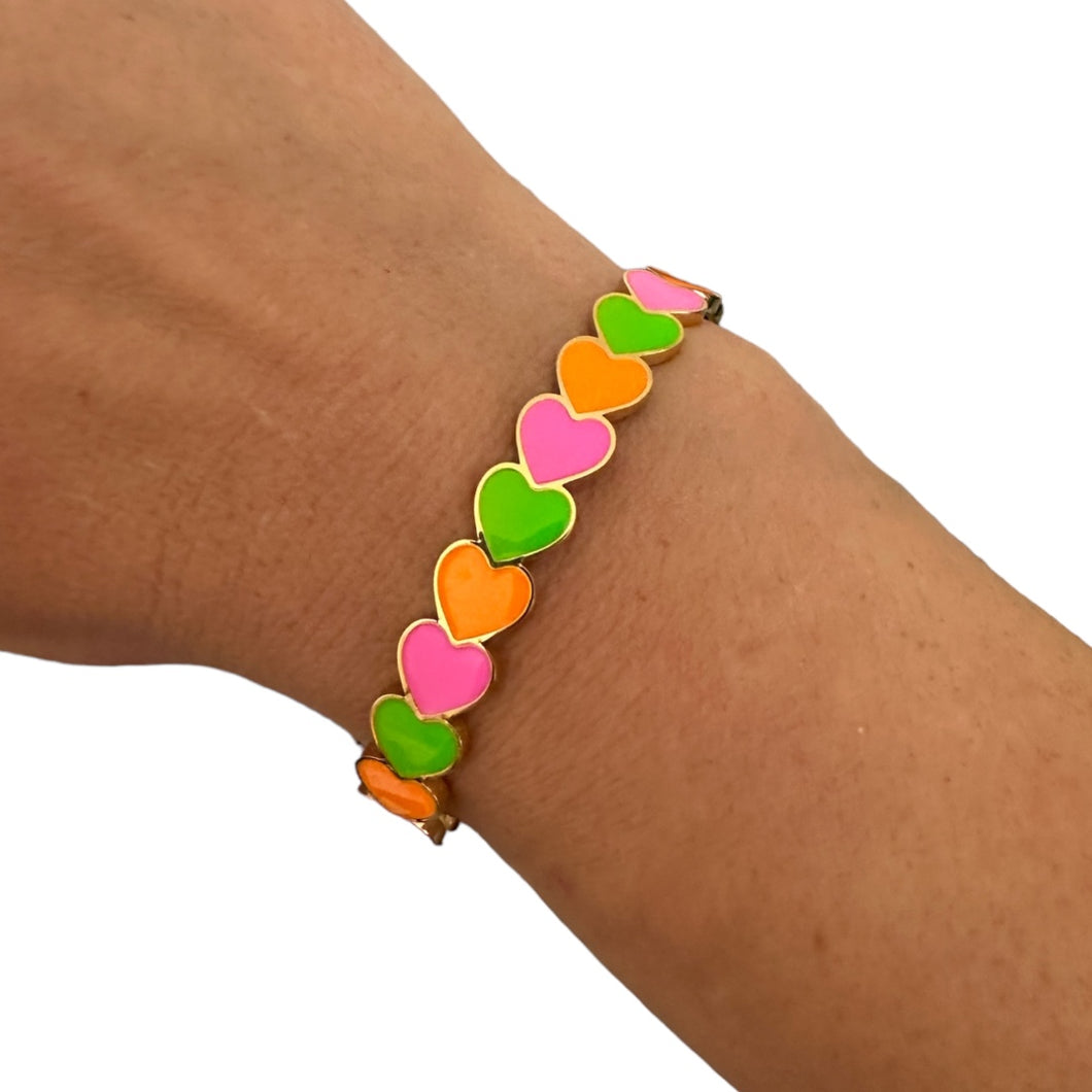 Armband neon hartjes