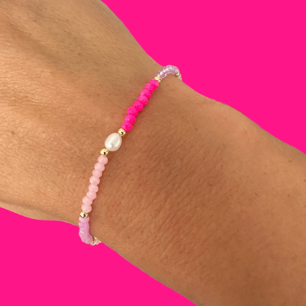 Armband bling parel pink