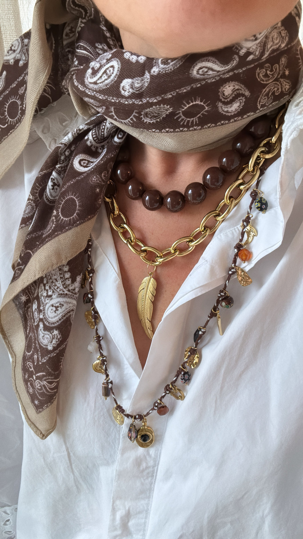 Lange ketting bruin bedels