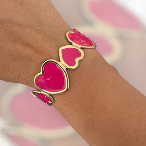 Armband hartjes roze