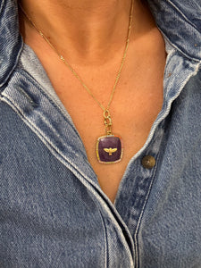 Collier paars glitter