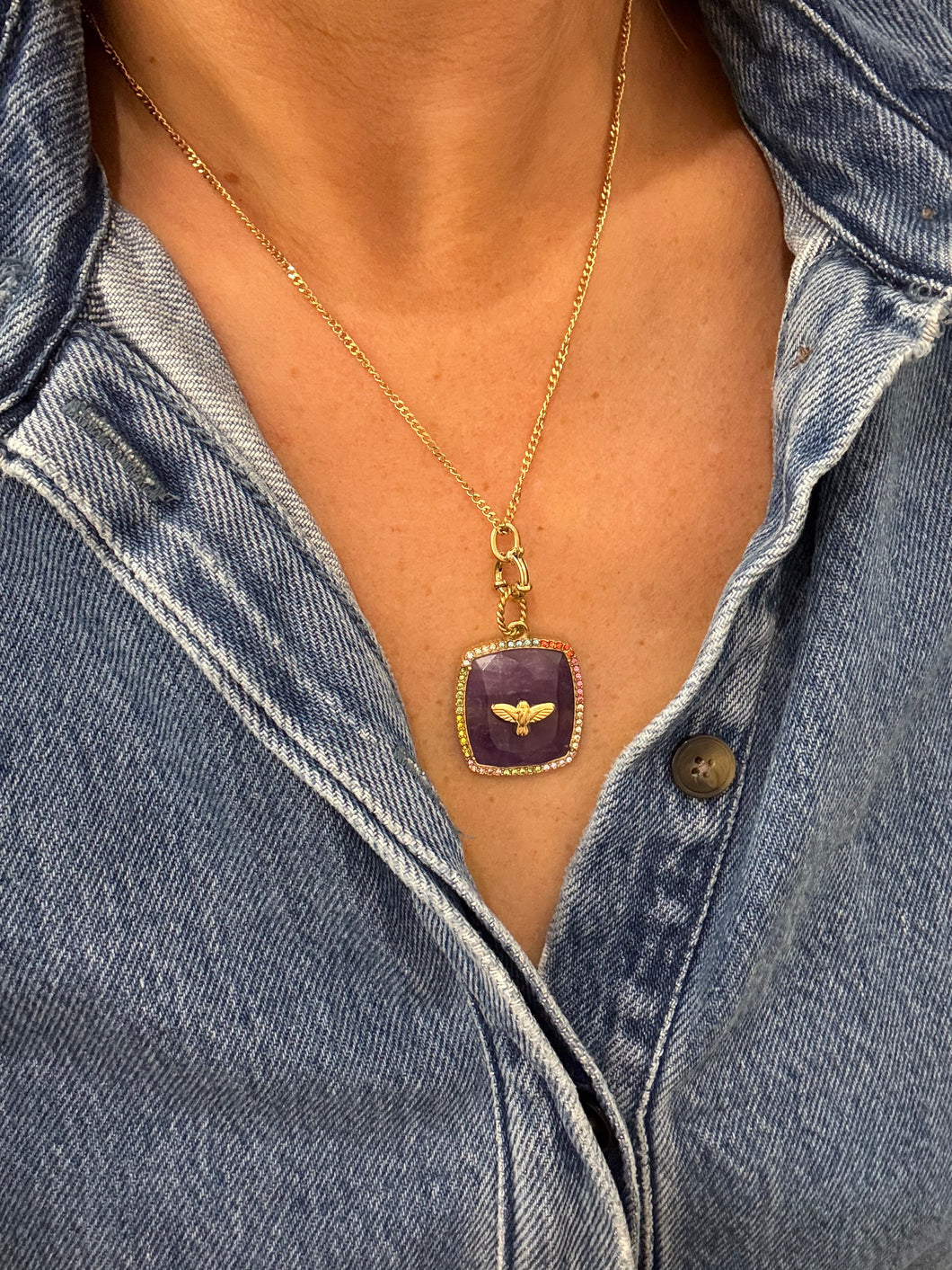 Collier paars glitter