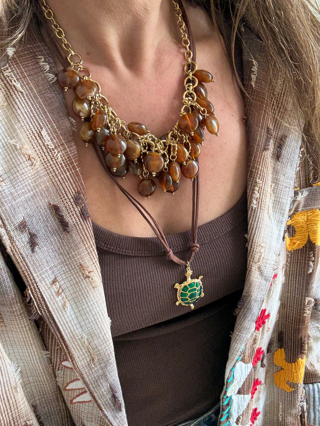 Druppel ketting bruin