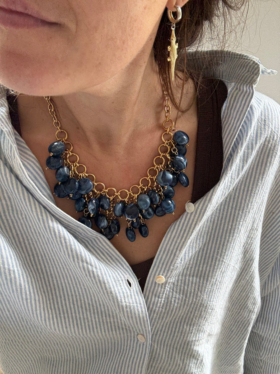 Druppel ketting blauw