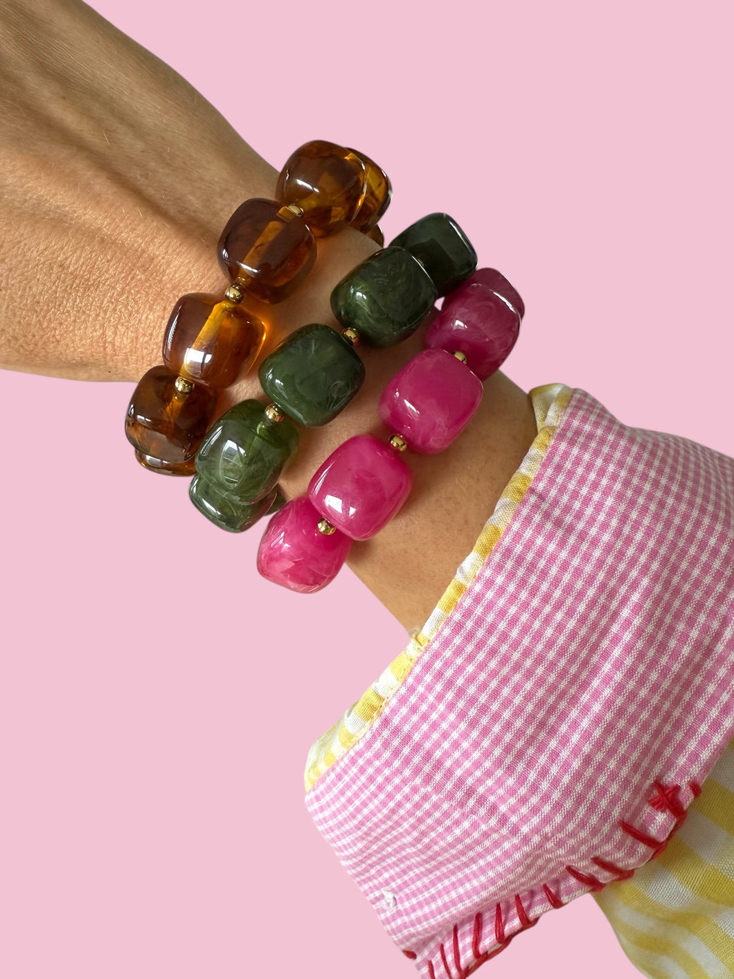 Kauwgomballen armbandvierkant