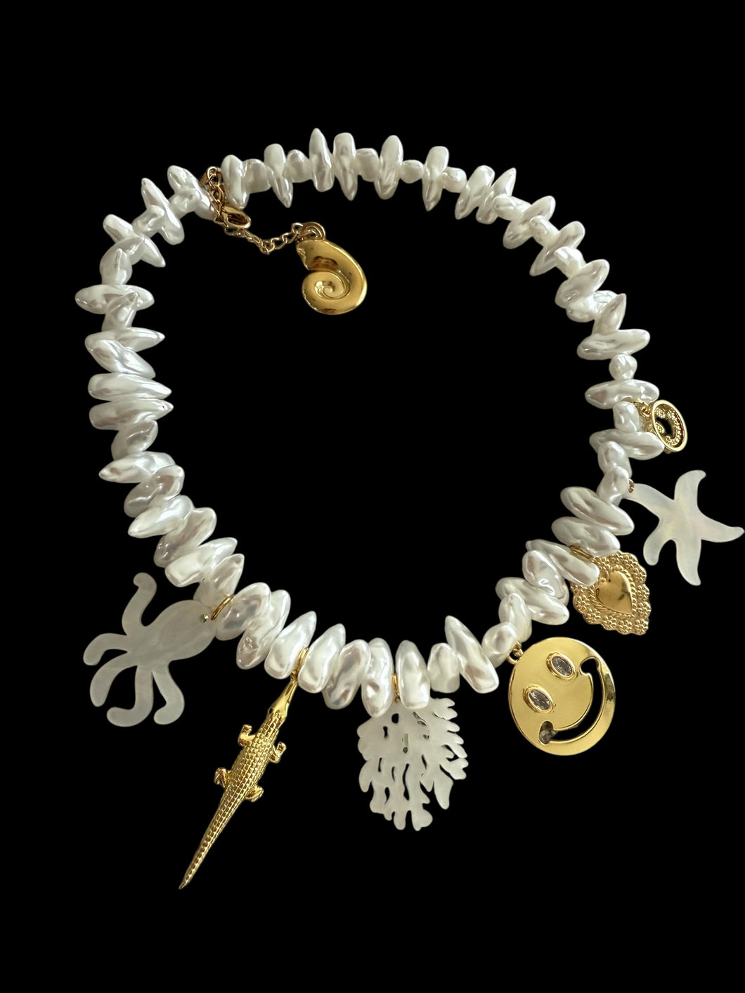 Parel ketting bedels krokodil