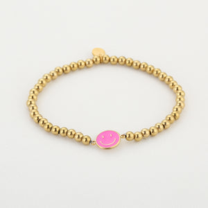Smiley armband roze