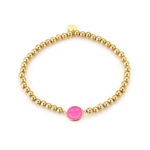 Smiley armband roze