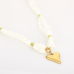 Ketting stof hart wit