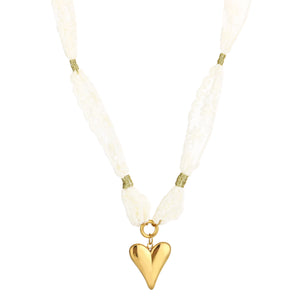 Ketting stof hart wit