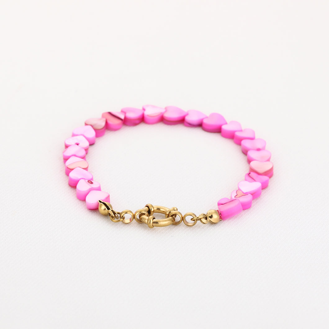 Zomerarmband hartjes roze
