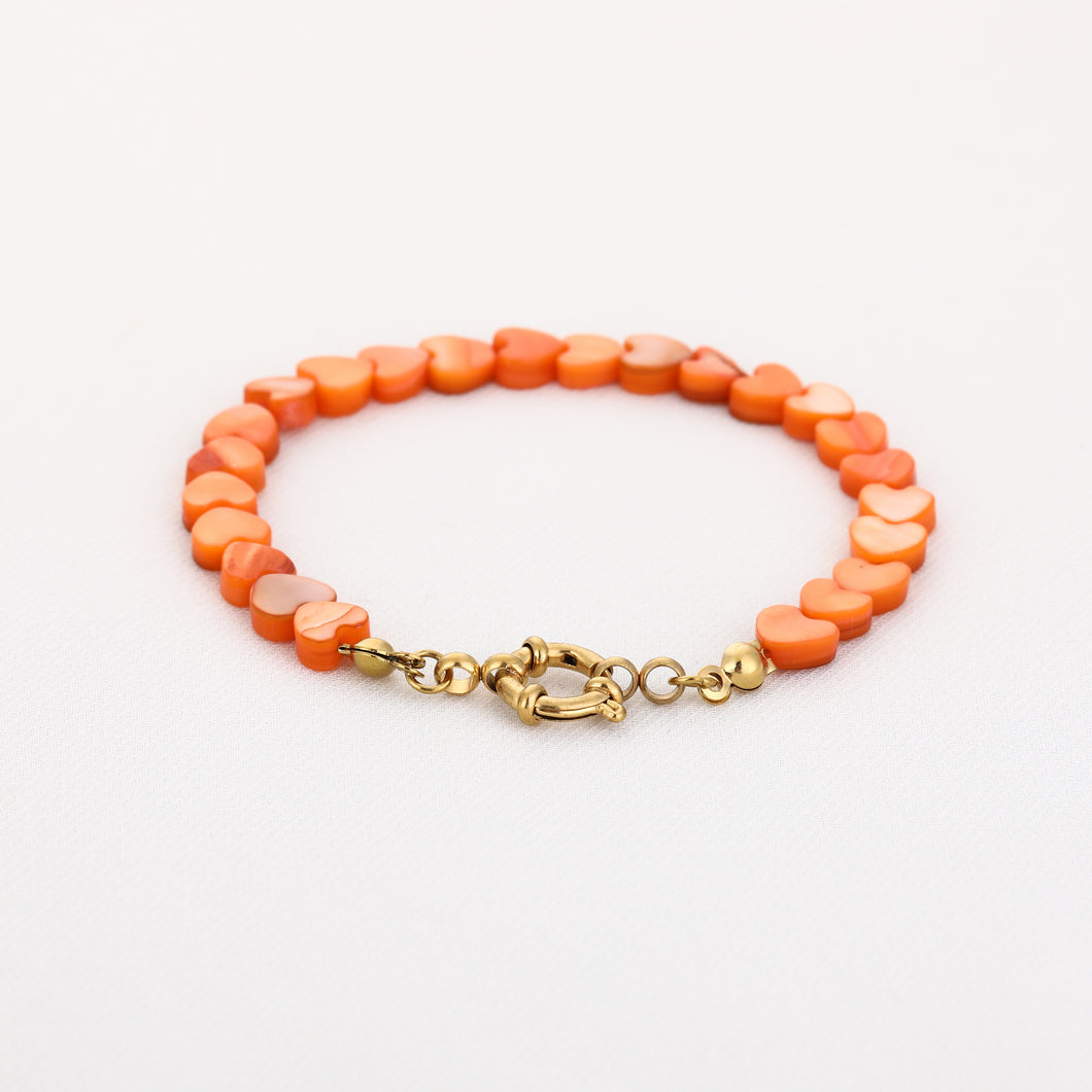Zomer hartjes armband oranje