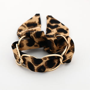 Schakel armband Leopard strik stof